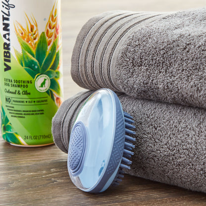 Bathing Palm Dog Brush + Shampoo Dispenser - Dog Grooming Tool Hand Brush