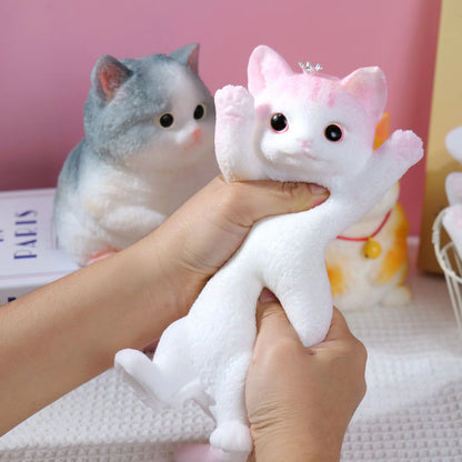 Large Taba Squishy Cat Squishy Dog Handmade Cute Cat DIY Squeeze Toy, Hyperreal Kawaii Cat Simulation Lovely Toy, Squeeze Autism Toys Stress Relidf Toy, Silicone Pinch Cat