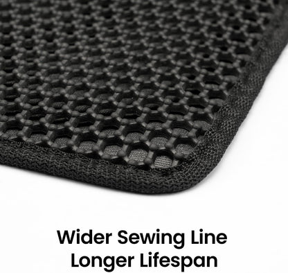 Cat Litter Mat Litter Box Mat, EVA Honeycomb Double Layer Design, Urine & Waterproof, Scatter Control Kitty Litter Mat, Less Waste, Easier to Clean,Washable, Black