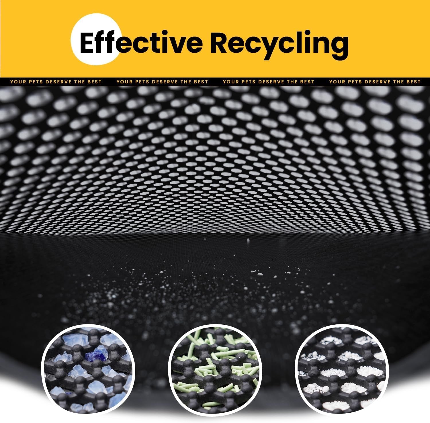 Cat Litter Mat Litter Box Mat, EVA Honeycomb Double Layer Design, Urine & Waterproof, Scatter Control Kitty Litter Mat, Less Waste, Easier to Clean,Washable, Black